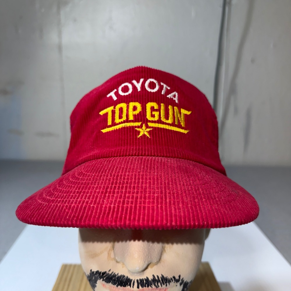 Toyota Top Gun Hat Mens OSFA Red Good Vintage Corduroy Strapback Cap